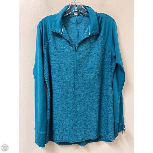 Athletic Top Long Sleeve Collar By Under Armour In Teal, Size: L