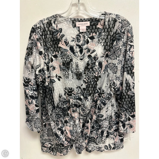 Top Long Sleeve By Allison Daley In Grey & Pink, Size: 1x