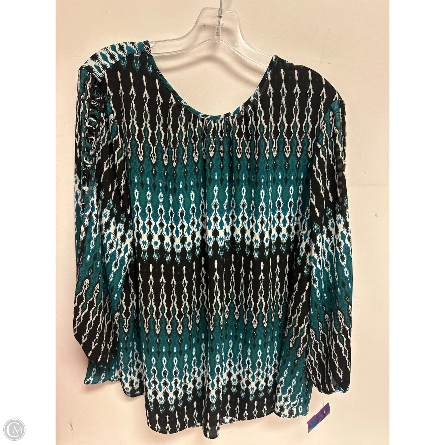 Top Long Sleeve By Cato In Black & Green, Size: 1x