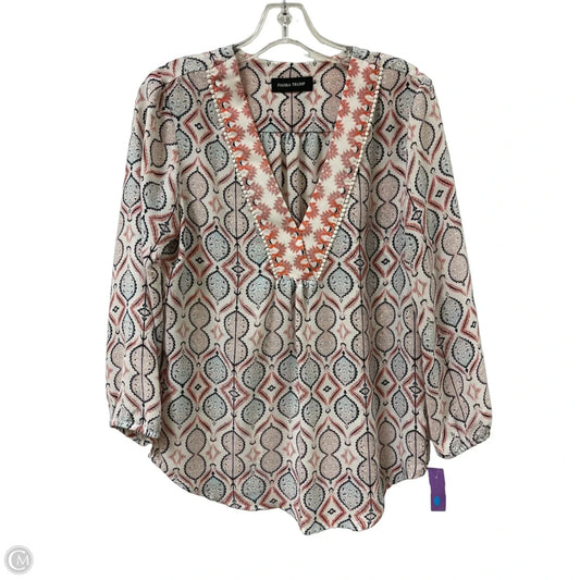 Top Long Sleeve By Ivanka Trump In Pink & White, Size: S