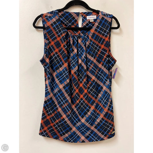 Top Sleeveless By Calvin Klein In Black & Blue, Size: L