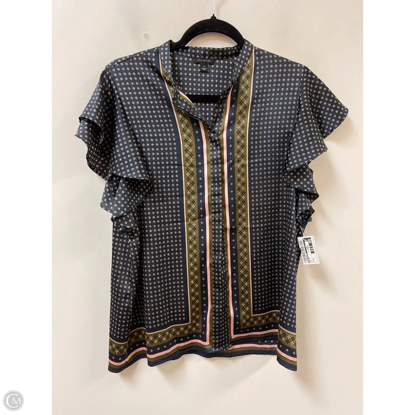 Top Short Sleeve By Ann Taylor In Navy, Size: M