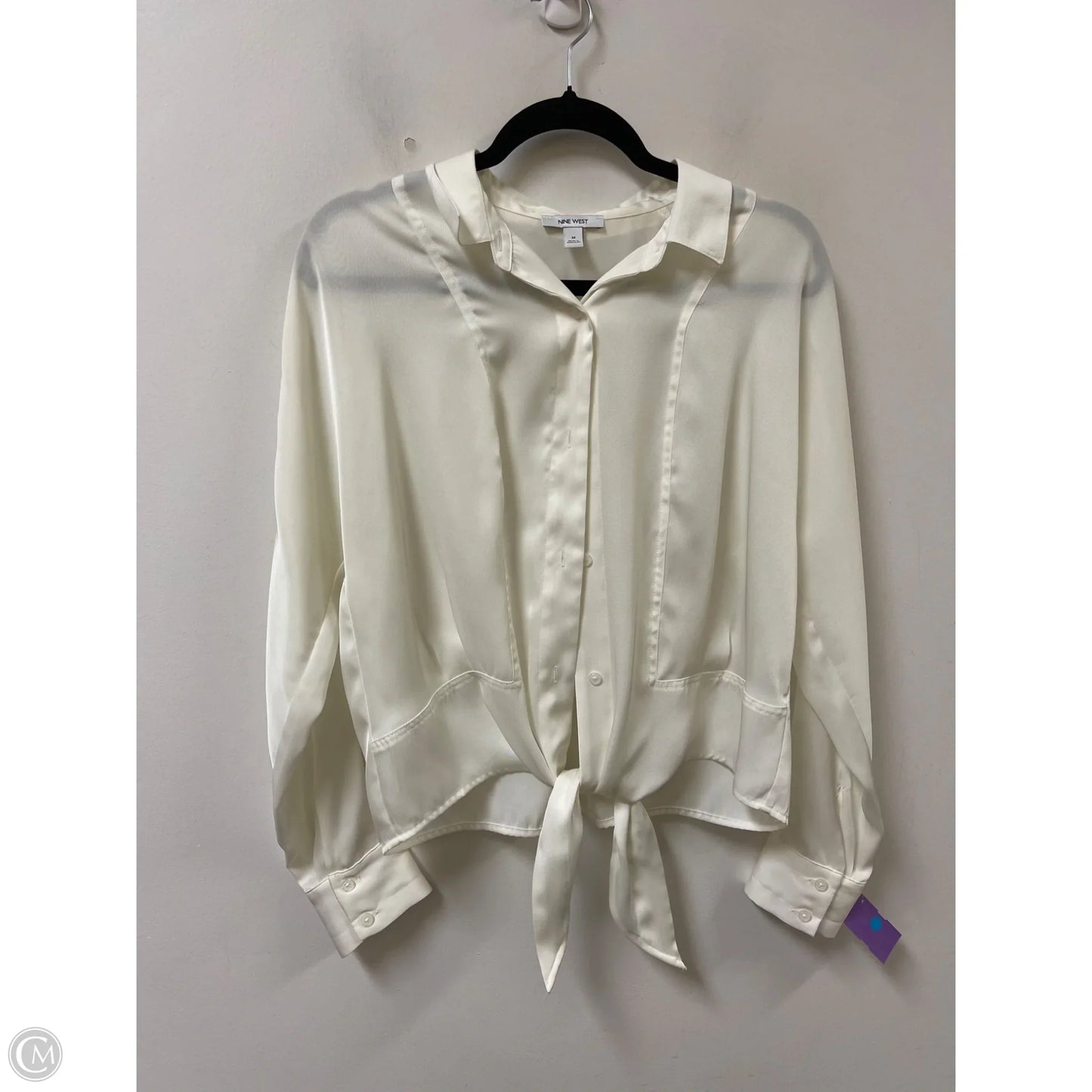Blouse Long Sleeve By Nine West In White, Size: M