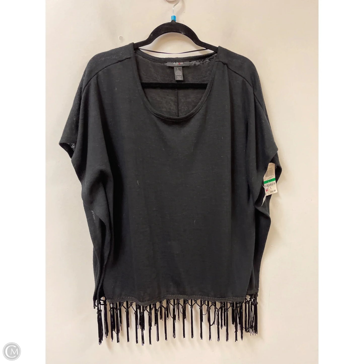 Top Short Sleeve By Style And Company In Black, Size: L