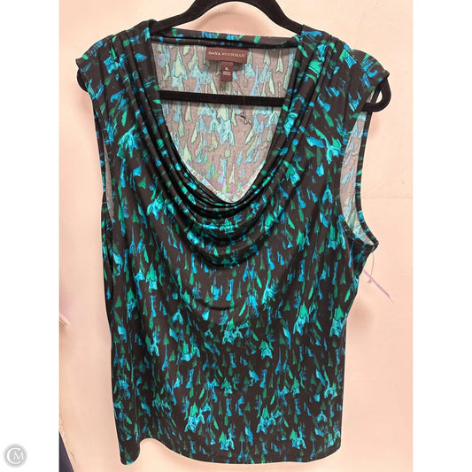 Top Sleeveless By Dana Buchman In Black & Blue, Size: Xl