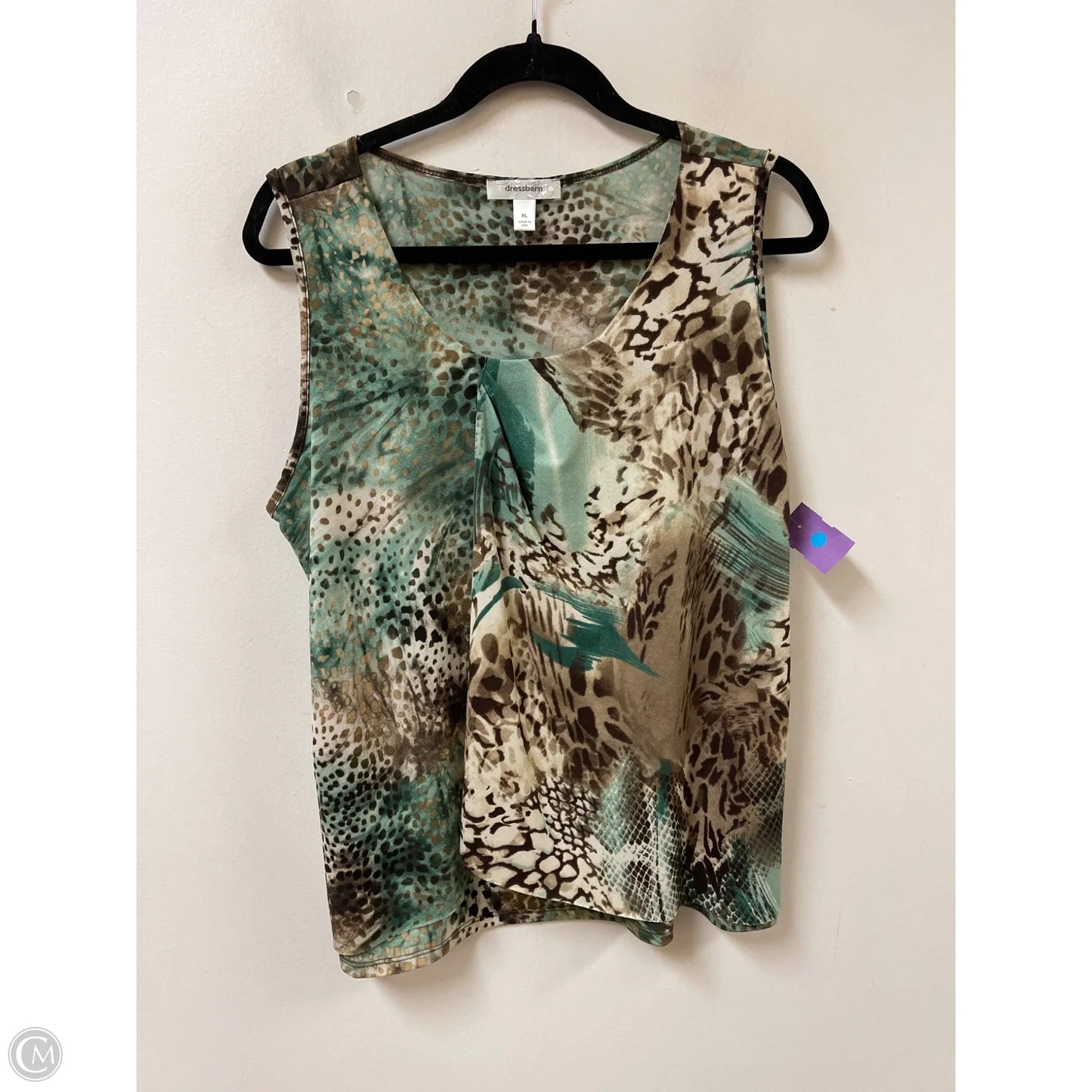 Top Sleeveless By Dressbarn In Brown & Green, Size: Xl