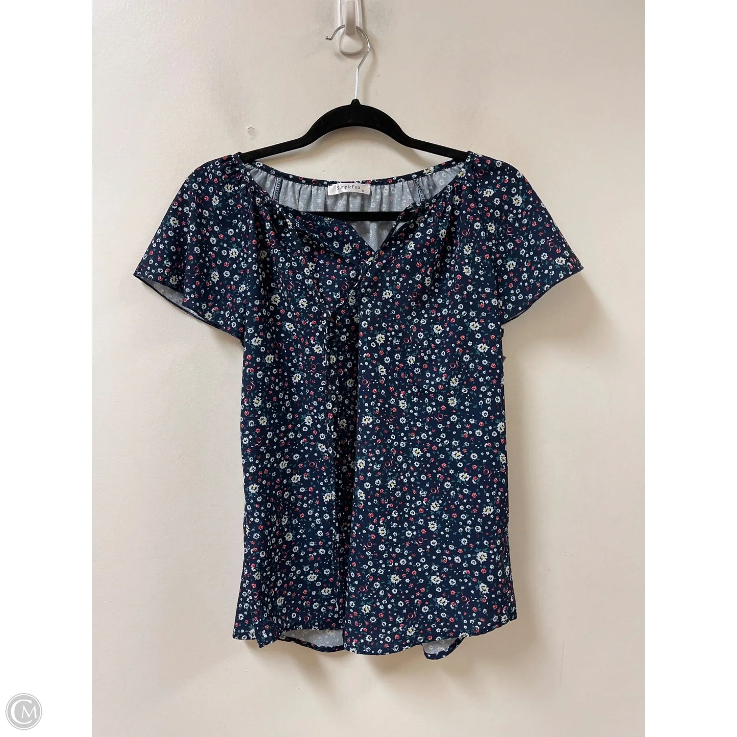 Top Short Sleeve By Clothes Mentor In Navy, Size: M