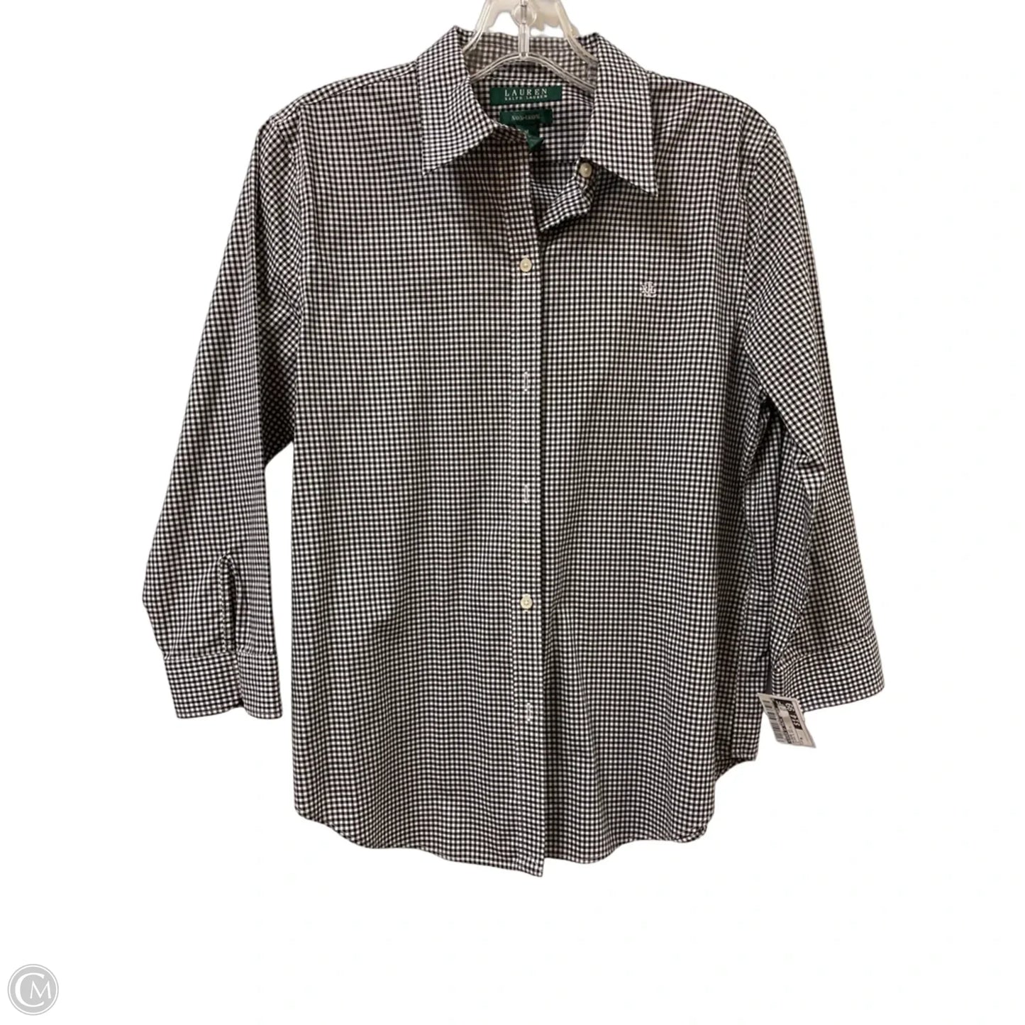 Blouse Long Sleeve By Lauren By Ralph Lauren In Black & White, Size: M