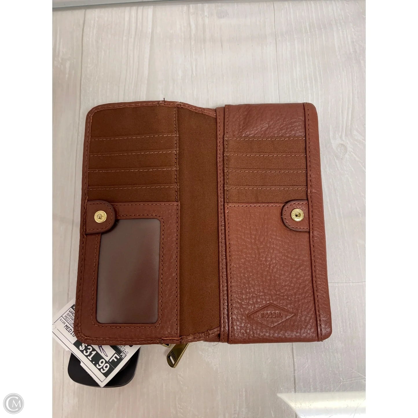 Wallet Leather By Fossil, Size: Medium