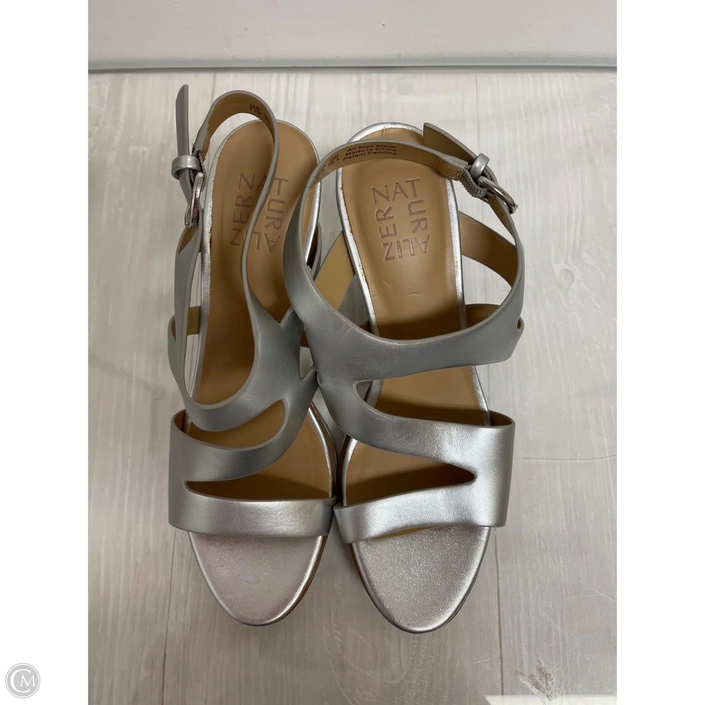 Sandals Heels Block By Naturalizer In Silver, Size: 7.5
