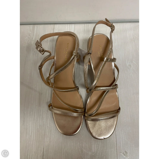 Sandals Heels Block By Ann Taylor In Gold, Size: 7.5