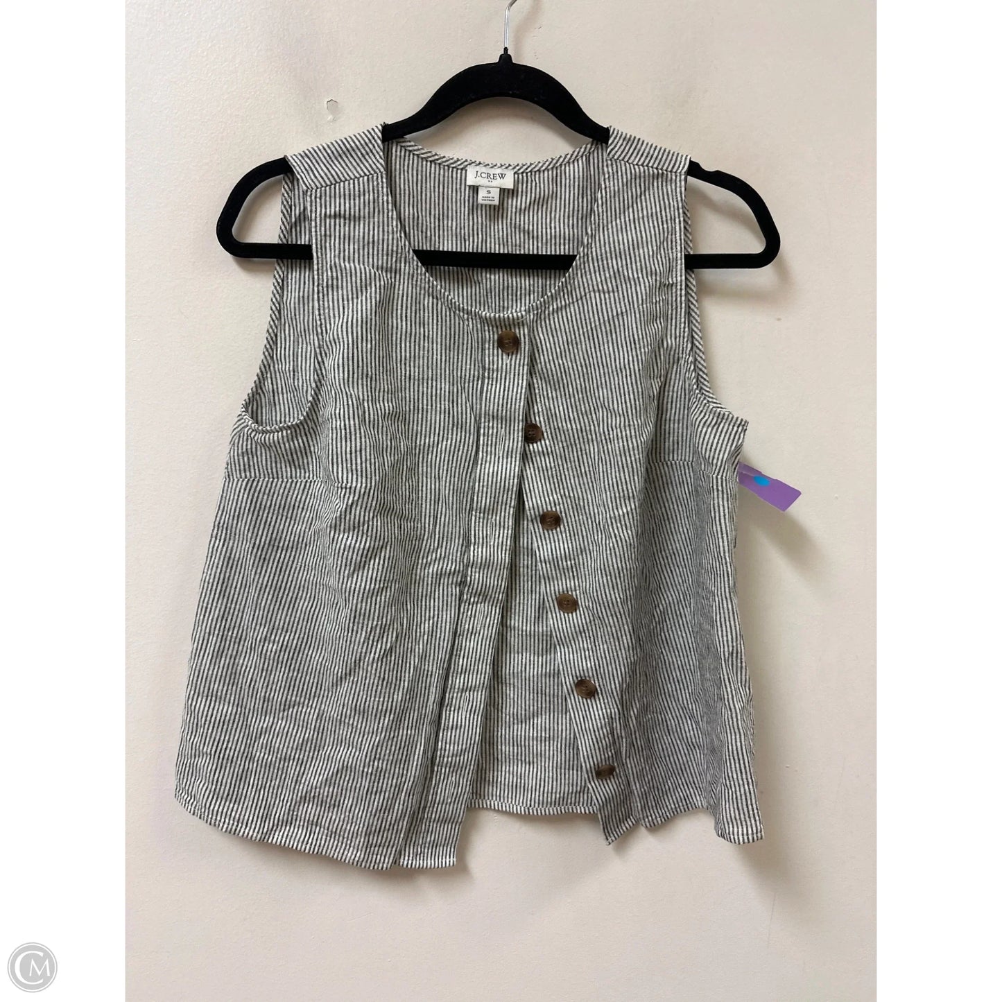 Blouse Sleeveless By J. Crew In Striped Pattern, Size: S