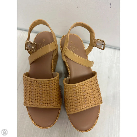 Sandals Heels Wedge By Time And Tru In Cream, Size: 6