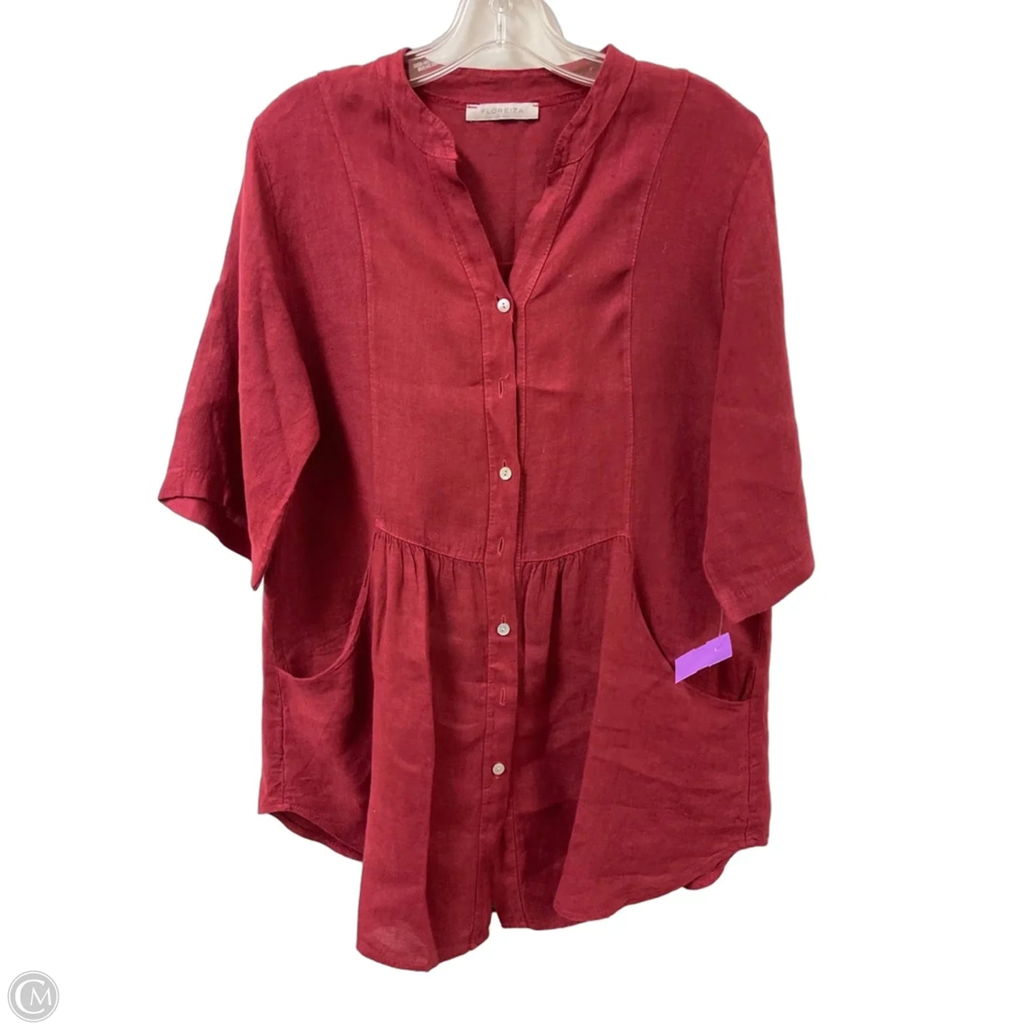 Tunic Short Sleeve By Clothes Mentor In Red, Size: M
