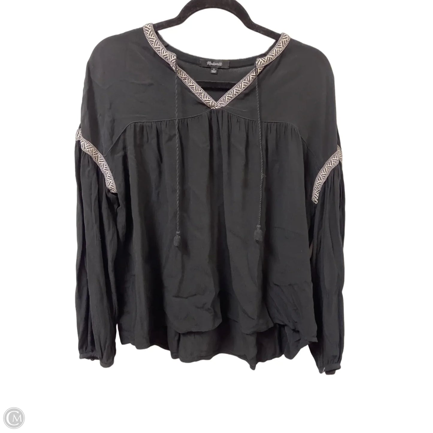 Top Long Sleeve By Madewell In Black & Cream, Size: S