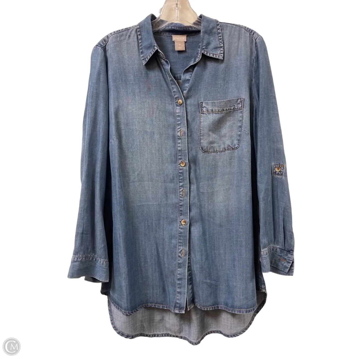 Blouse Long Sleeve By Chicos In Blue, Size: M