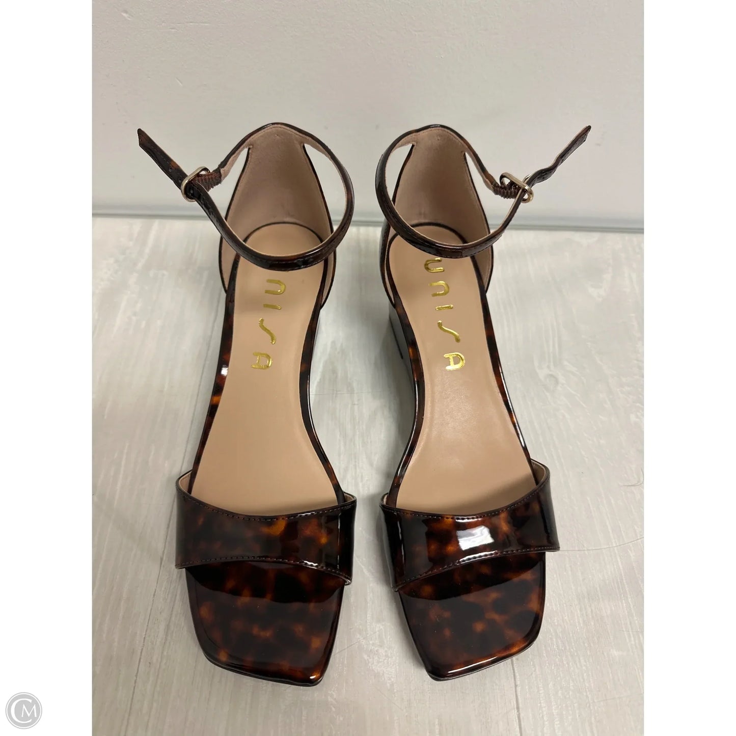 Sandals Heels Wedge By Unisa In Tortoise Shell Print, Size: 7