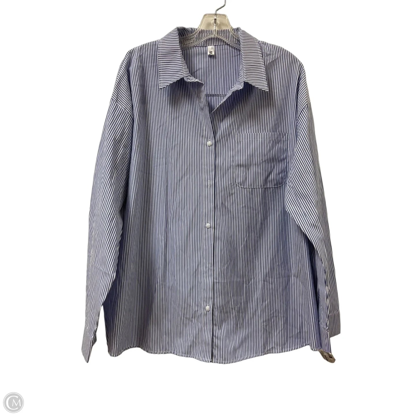 Blouse Long Sleeve By Clothes Mentor In Blue & White, Size: 2x