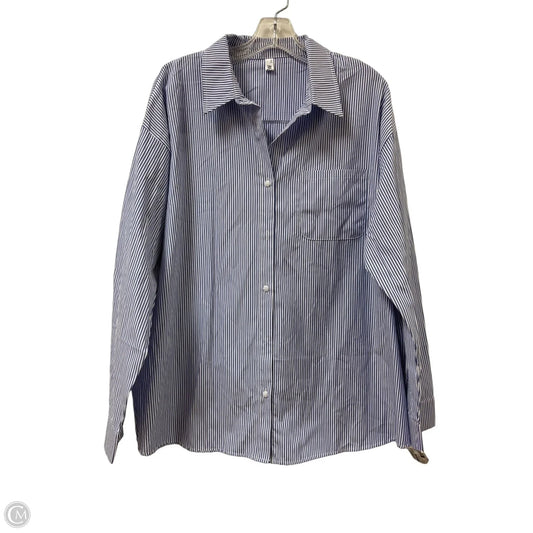 Blouse Long Sleeve By Clothes Mentor In Blue & White, Size: 2x