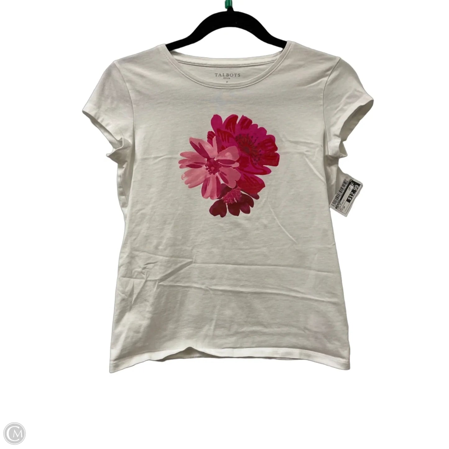 Top Short Sleeve By Talbots In Pink & White, Size: Sp