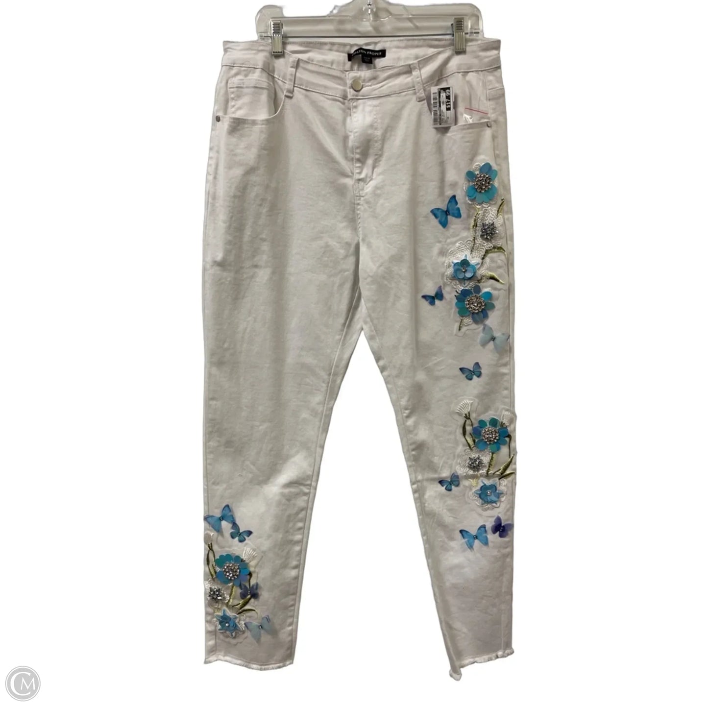 Jeans Skinny By Boston Proper In White Denim, Size: 18