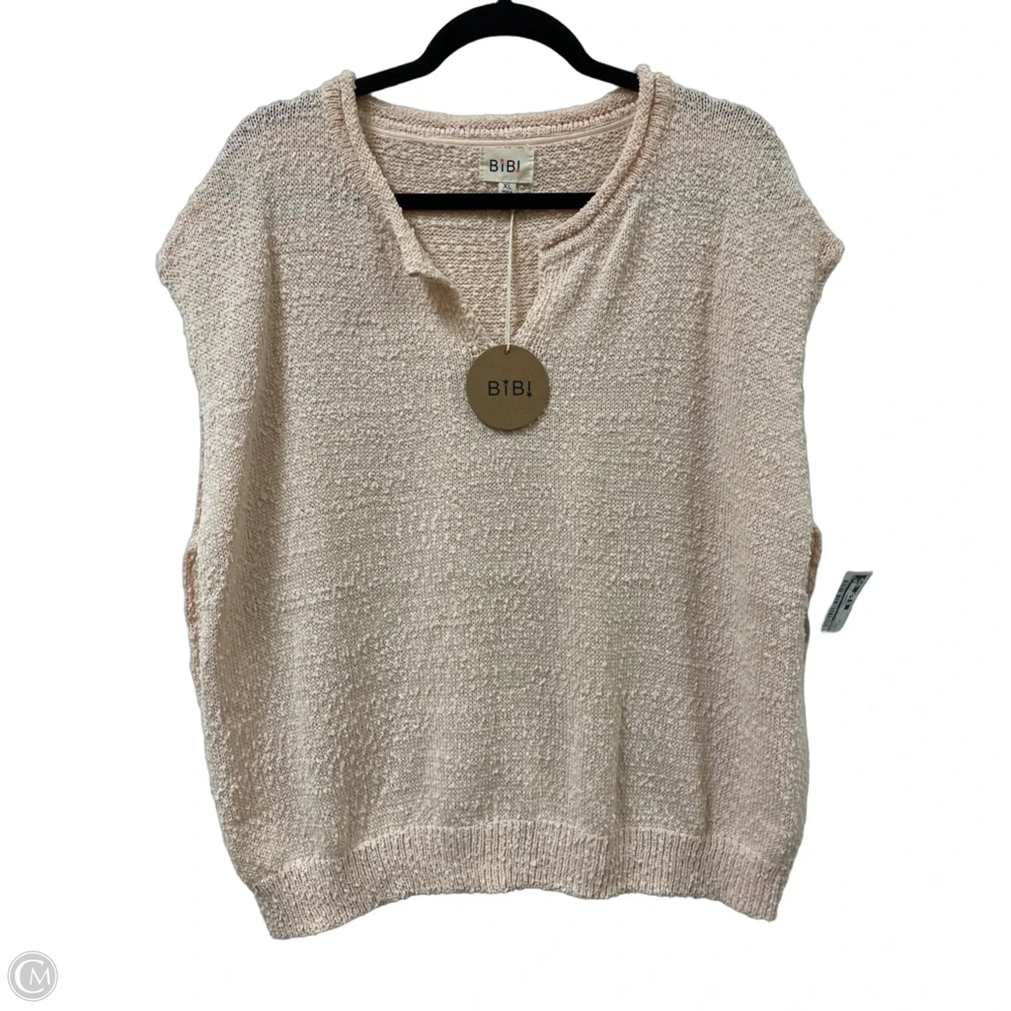 Sweater Short Sleeve By Bibi In Peach, Size: Xl
