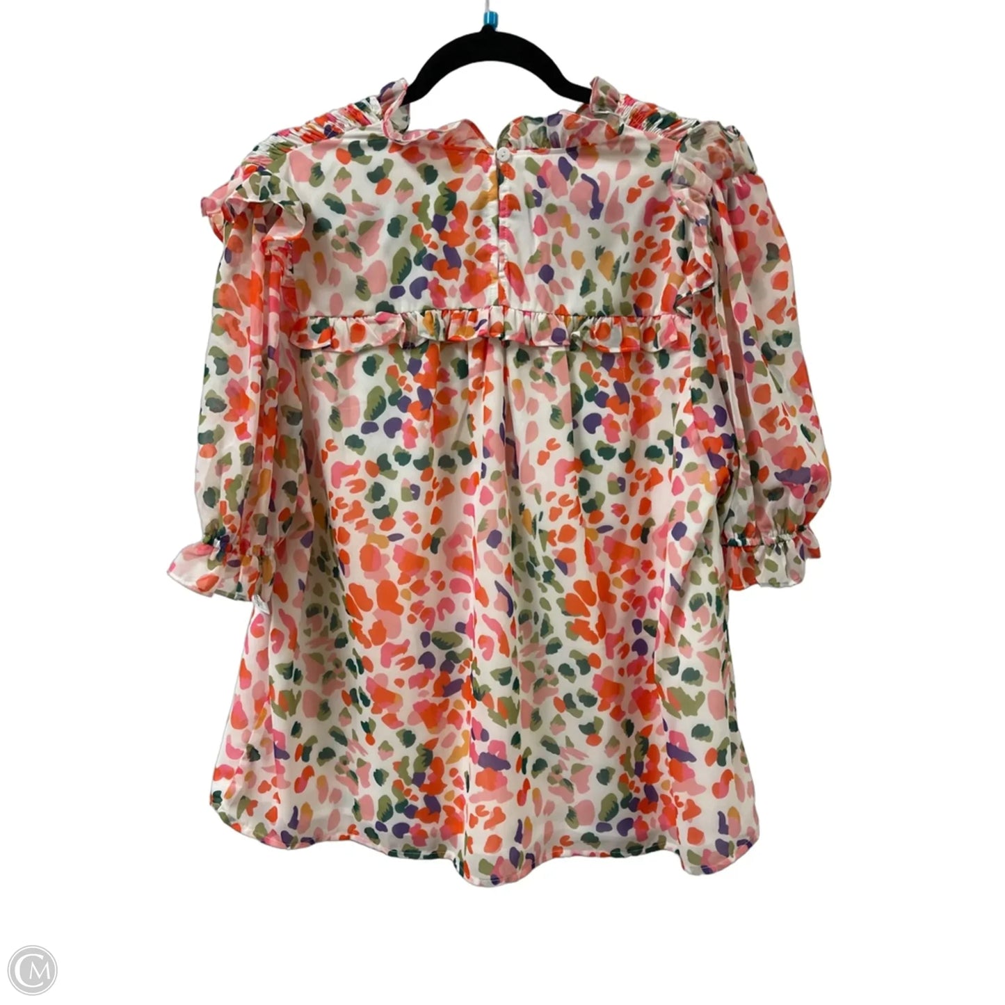 Top Short Sleeve By Bibi In Cream & Orange, Size: L
