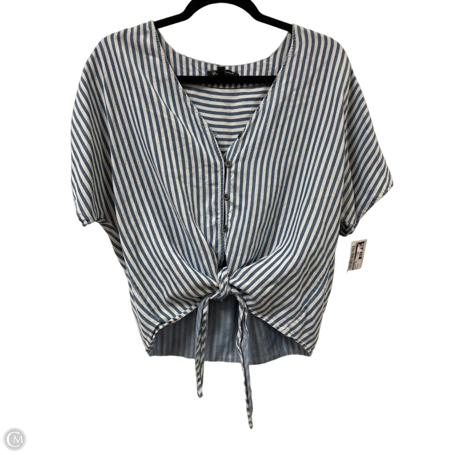 Blouse Short Sleeve By Velvet Heart In Blue & White, Size: S
