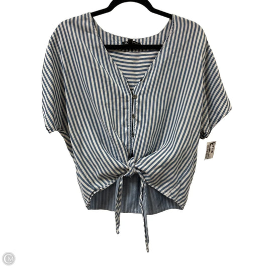 Blouse Short Sleeve By Velvet Heart In Blue & White, Size: S
