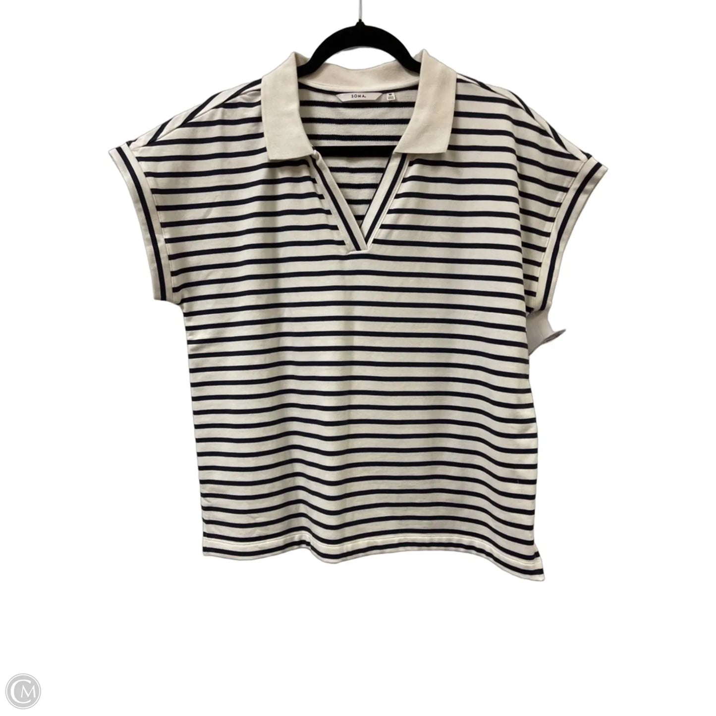 Top Short Sleeve By Soma In Striped Pattern, Size: M