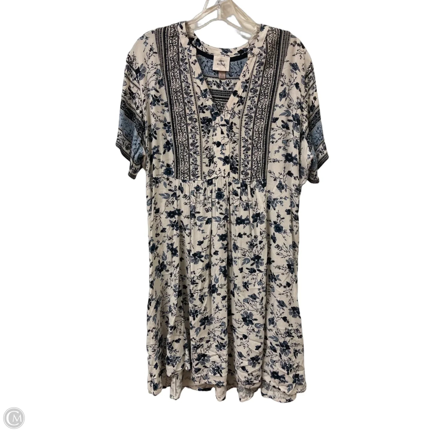 Dress Casual Short By Knox Rose In Blue & White, Size: L
