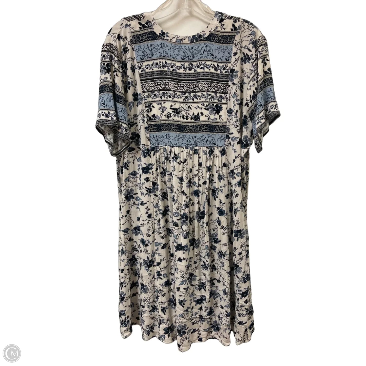 Dress Casual Short By Knox Rose In Blue & White, Size: L