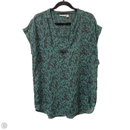 Top Short Sleeve By Halogen In Black & Green, Size: M