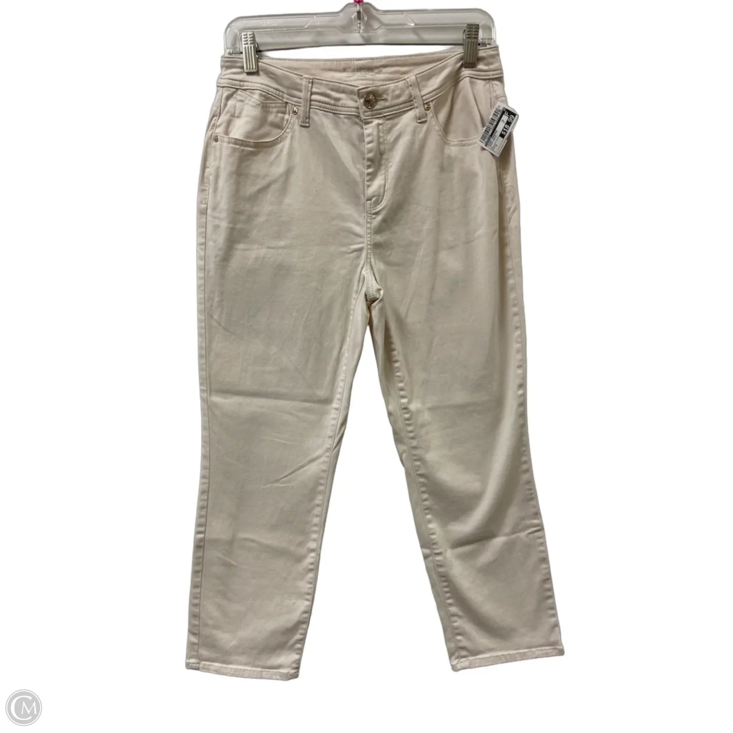 Jeans Cropped By Chicos In Cream Denim, Size: 4