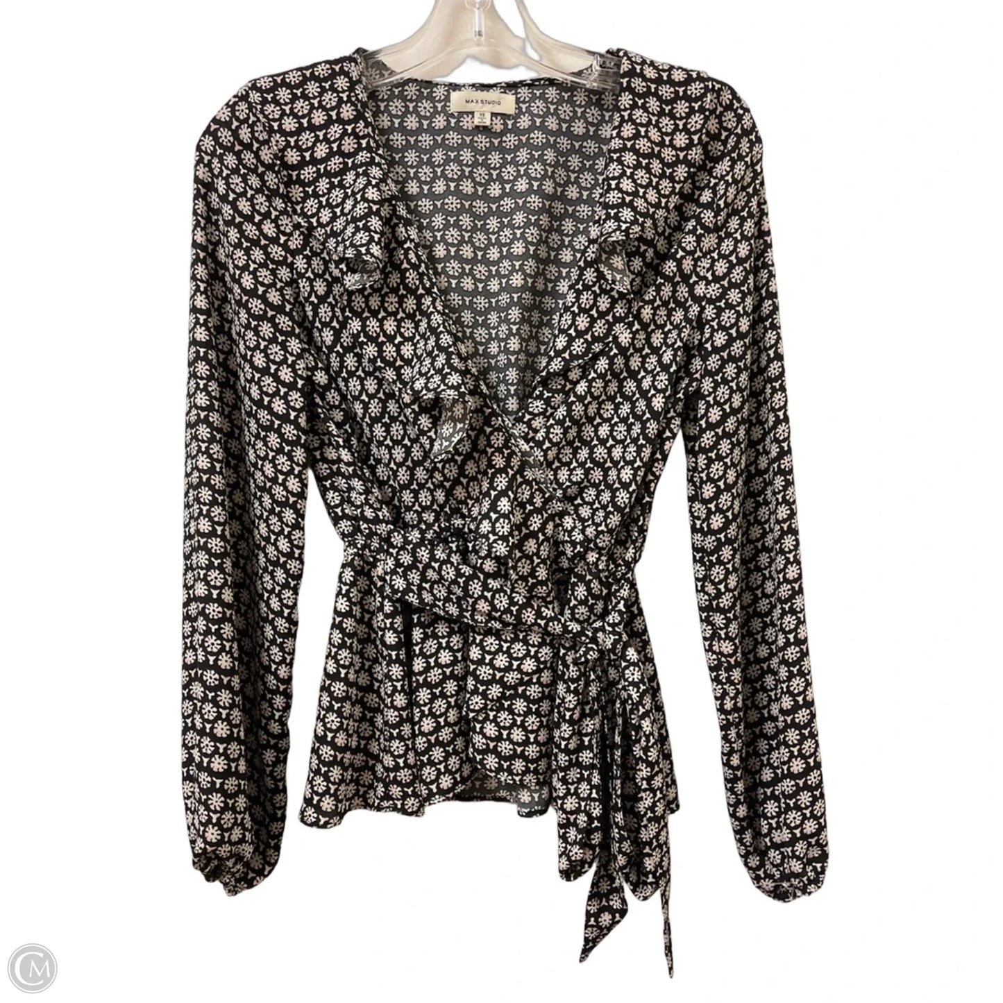 Top Long Sleeve By Max Studio In Black & Pink, Size: Xs