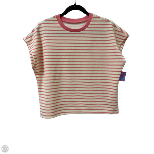 Top Short Sleeve By Clothes Mentor In Pink & White, Size: M