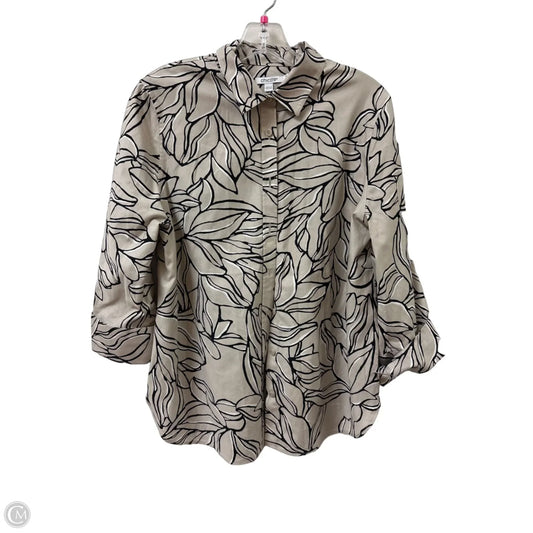 Blouse Long Sleeve By Chicos In Black & Cream, Size: M