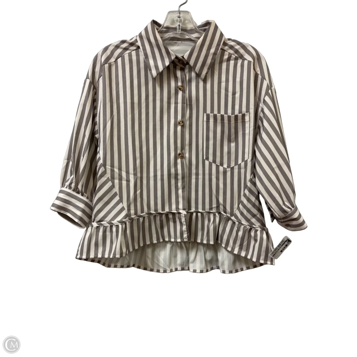 Blouse Long Sleeve By Clothes Mentor In Grey & White, Size: S