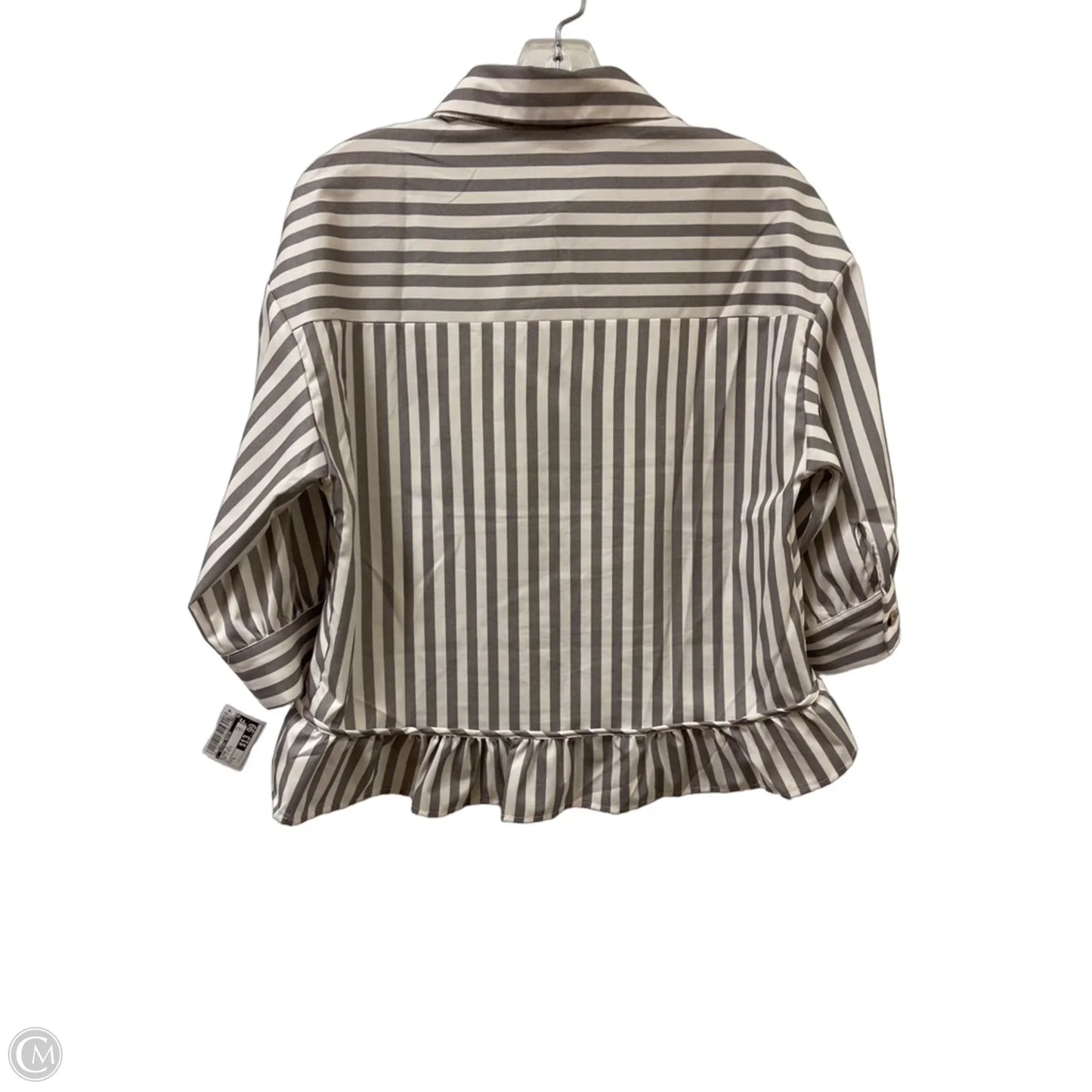 Blouse Long Sleeve By Clothes Mentor In Grey & White, Size: S