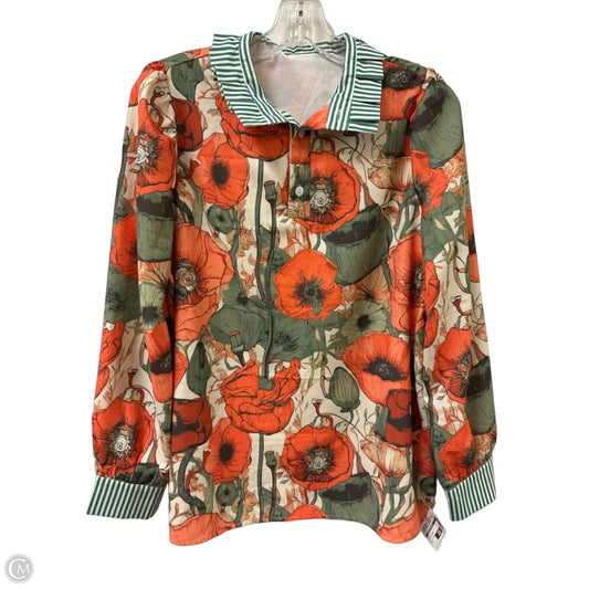 Top Long Sleeve By Clothes Mentor In Green & Orange, Size: S