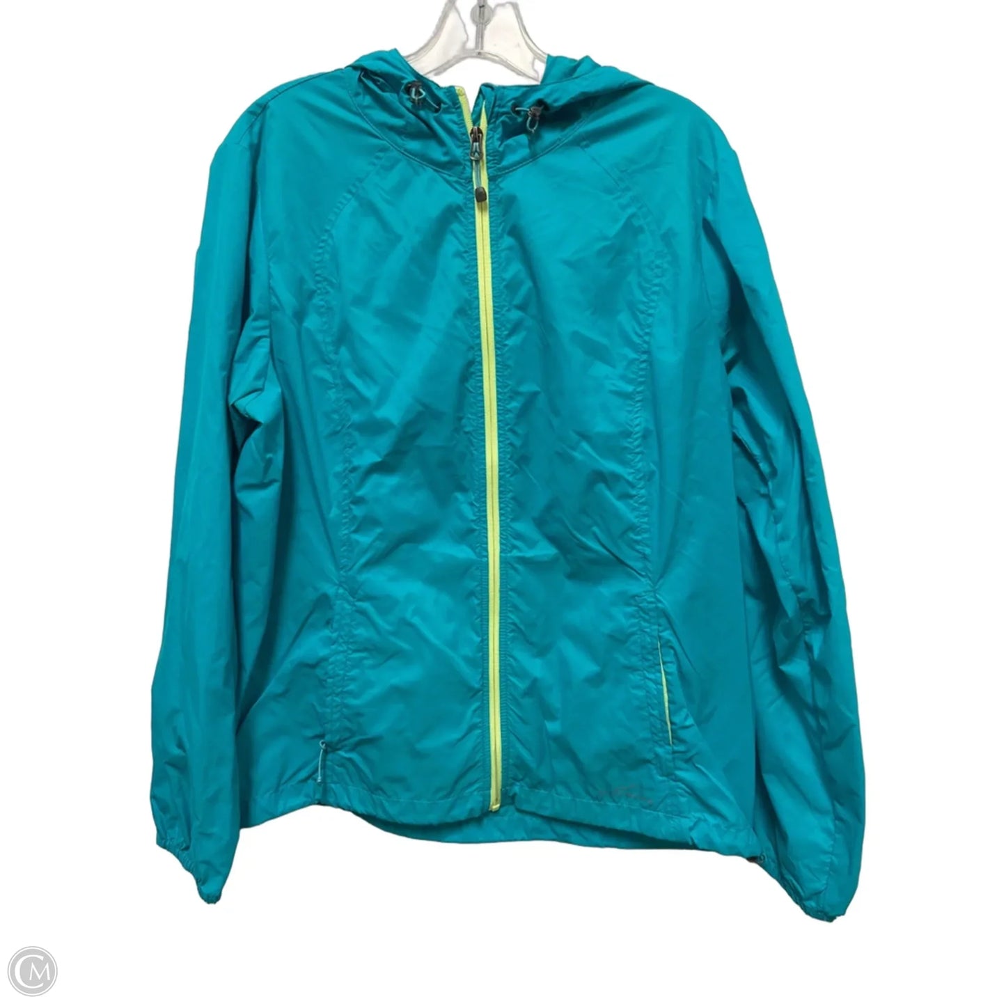 Jacket Windbreaker By Eddie Bauer In Blue, Size: L
