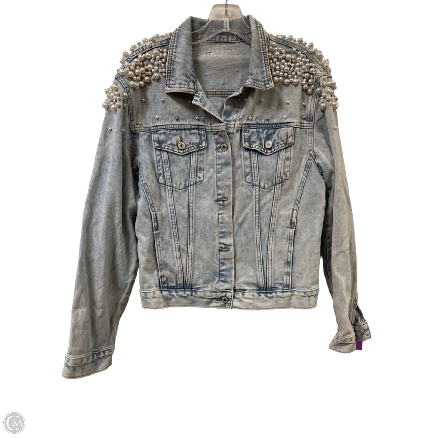 Jacket Denim By Clothes Mentor In Blue Denim, Size: L