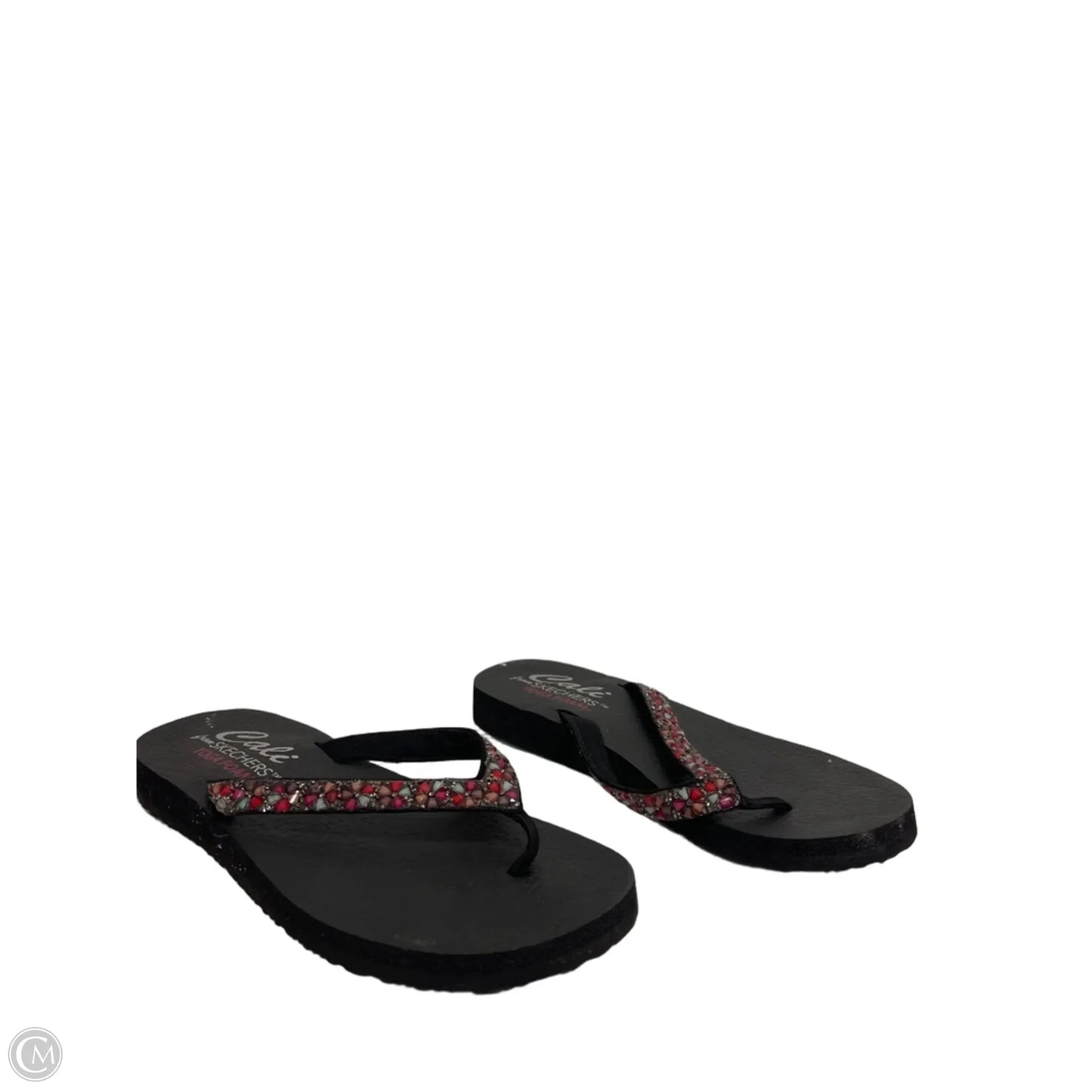 Sandals Flip Flops By Skechers In Black & Pink, Size: 8.5