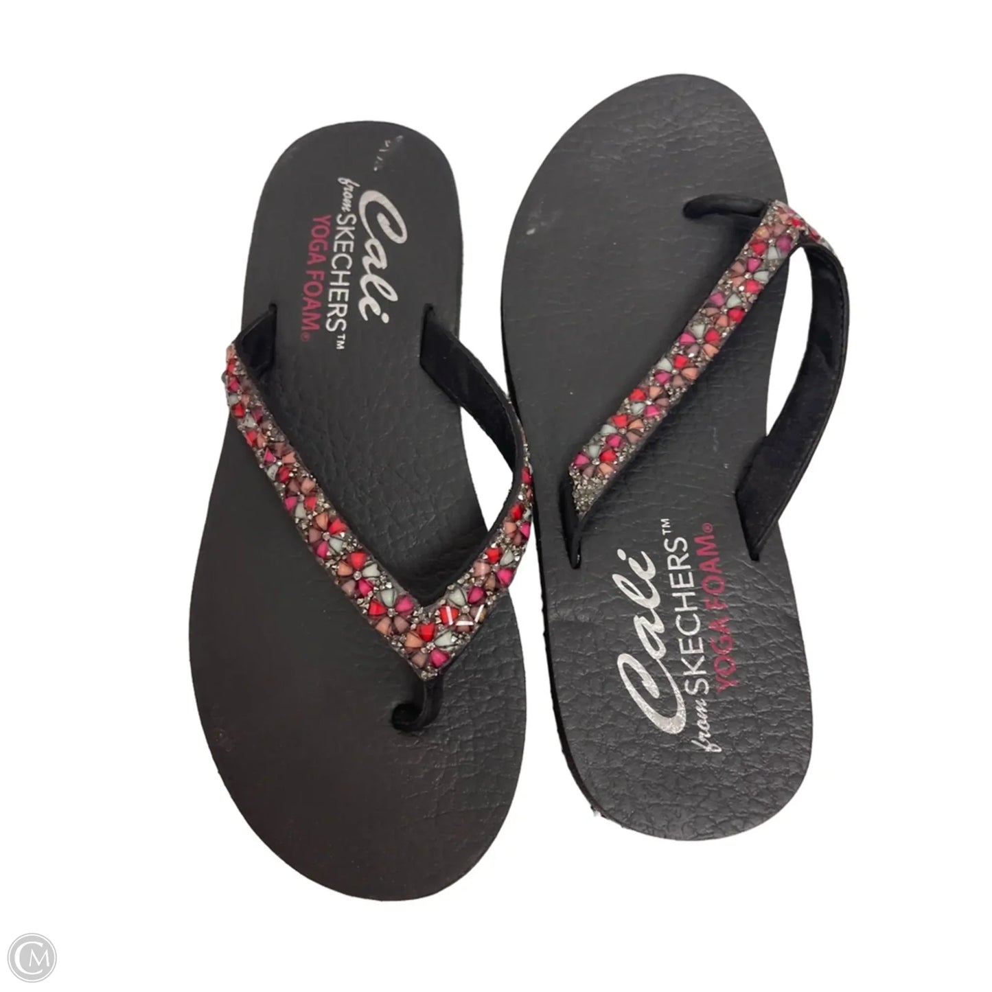 Sandals Flip Flops By Skechers In Black & Pink, Size: 8.5