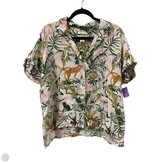 Blouse Short Sleeve By Rachel Zoe In Green & Pink, Size: Xl