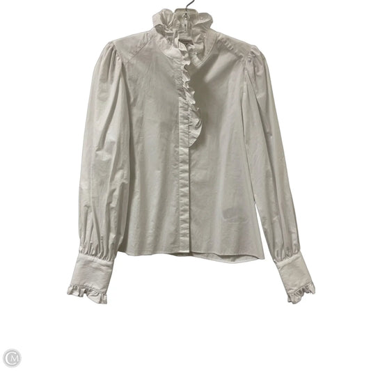 Blouse Long Sleeve By Banana Republic In White, Size: S