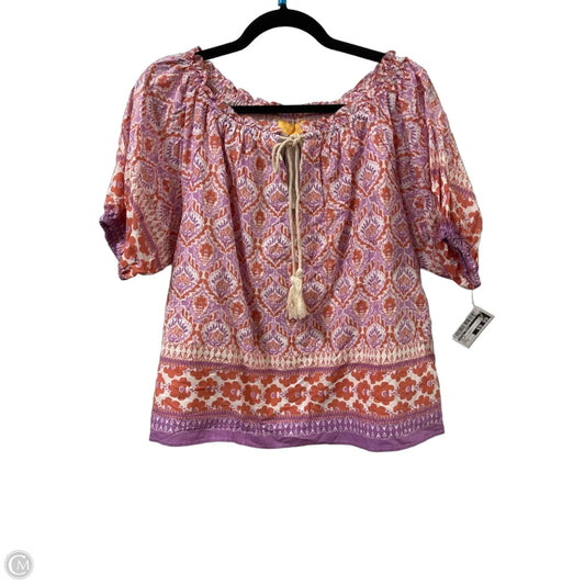 Top Short Sleeve By Flying Tomato In Orange & Purple, Size: M