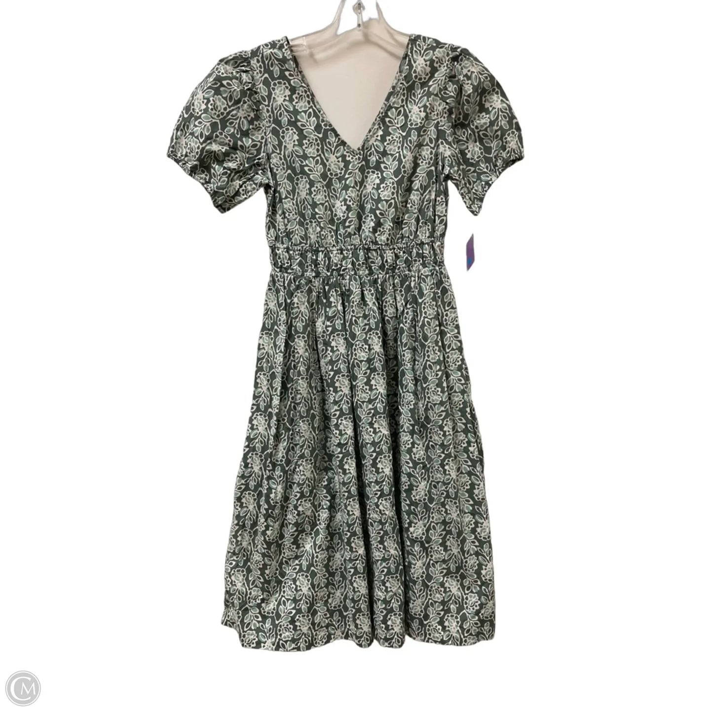 Dress Casual Midi By J. Crew In Green & White, Size: Xsp