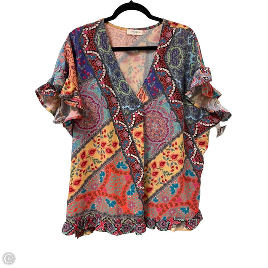 Top Short Sleeve By Umgee In Multi-colored, Size: 1x
