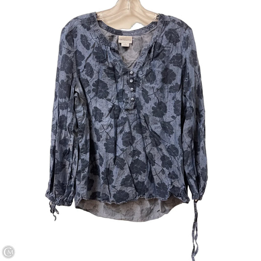 Top Long Sleeve By Liz Claiborne In Blue, Size: L